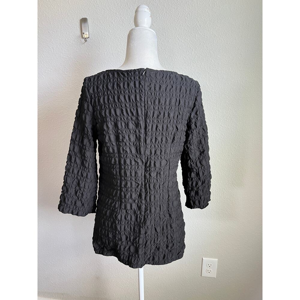 IC by Connie K Black Crinkle Texure Blouse Women's M Wide Sleeve Whimsigoth Top - Picture 5 of 8